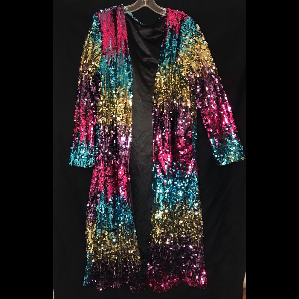 Sequined long lightweight jacket